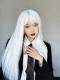 WHITE LONG STRAIGHT SYNTHETIC WEFTED CAP WIG LG234