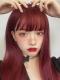 Wine Red Straight Synthetic Wefted Cap Wig LG717
