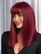 Wine Red Synthetic Straight Wig With Bangs LG922
