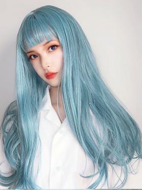 LIGHT BLUE STRAIGHT SYNTHETIC WEFTED CAP WIG LG114