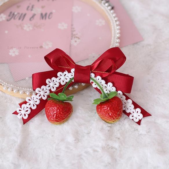 1 PC SWEET STRAWBERRY LACE LOLITA HAIR CLIP LH065