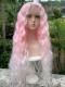 95CM SUPER LONG PASTEL PINK WAVY LACE FRONT WIG LG948