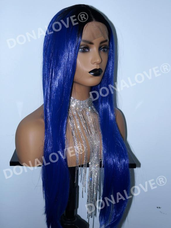 BLACK TO BLUE LONG SYNTHETIC LACE FRONT WIG SNY144