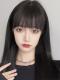 Natural Black Long Straight Synthetic Wefted Cap Wig LG730