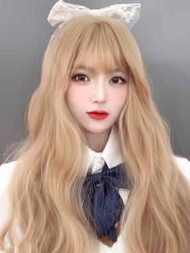 Blonde Long Wool Wavy Synthetic Wefted Cap Wig LG590