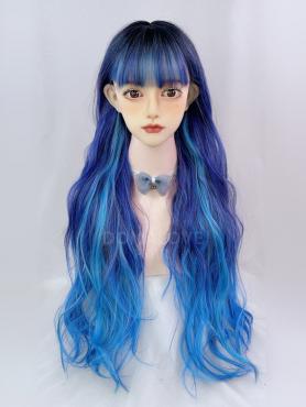 Gradient Long Wavy Synthetic Wefted Cap Wig LG702