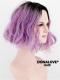 New arrive Black to Lavender Purple Mixed Pink Wavy Lob Synthetic Wefted Cap Wig WW005