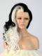 Half Black Half White Wavy Long Lace Front Synthetic Wig-DQ026