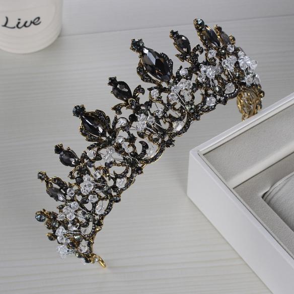 BLACK VINTAGE BRIDAL CROWN AC033