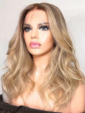 New Blonde Wavy Short Human Hair Wig N003