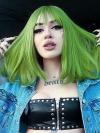MATCHA GREEN SHOULDER LENGTH SYNTHETIC WEFTED CAP WIG LG133