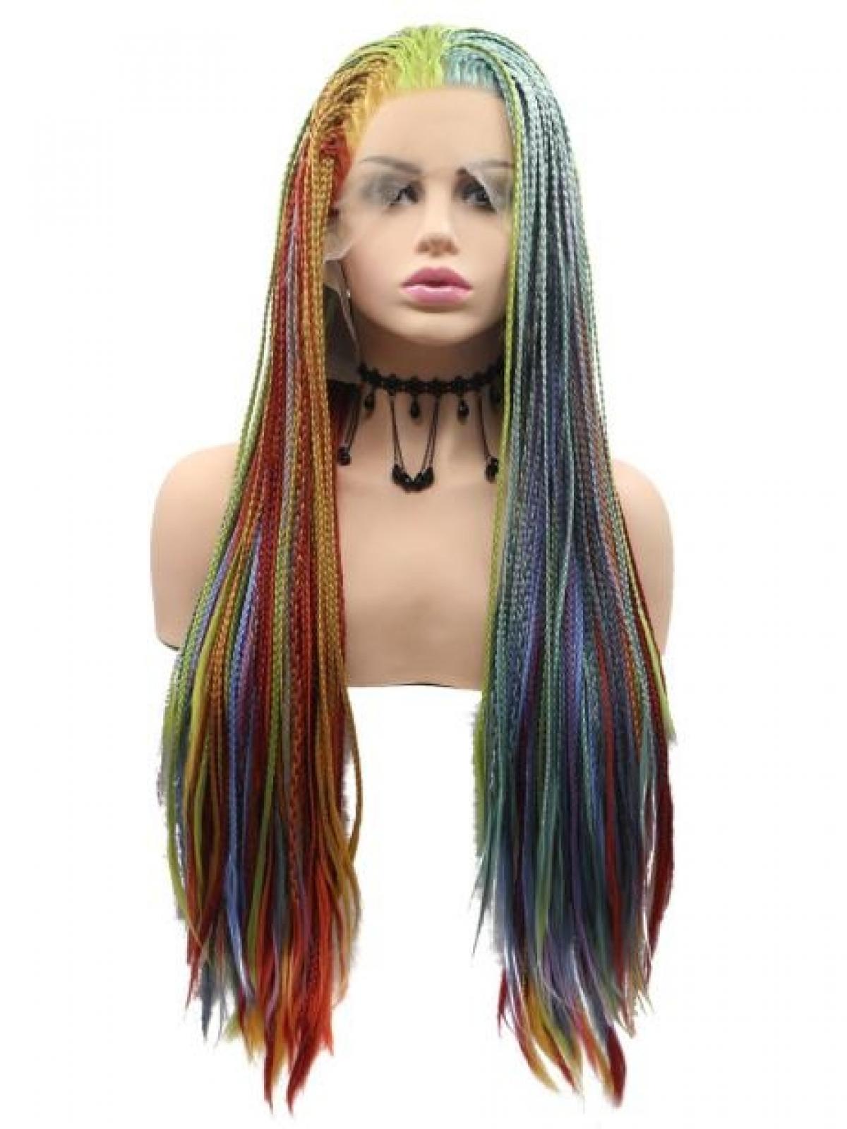 Rainbow Long Straight Synthetic Lace Front Wig Sny235 Synthetic