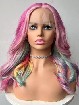 Pink Balayage Wavy T-part Lace Front Snythetic Wig SNY387