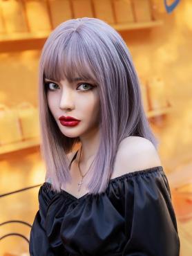 MISTY LILAC STRAIGHT SYNTHETIC WEFTED CAP WIG LG112
