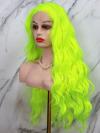 NEON GREEN LONG WAVY SYNTHETIC LACE FRONT WIG SNY300