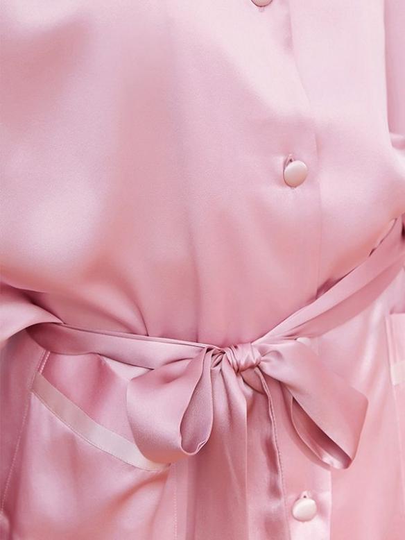 MELLIBLOSSY 100% SILK LONG SLEEVE SOLID COLOR PAJAMAS SET FOR WOMEN MB001