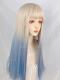 White Blonde to Ice Blue Straight Synthetic Lace Front Wig LG537