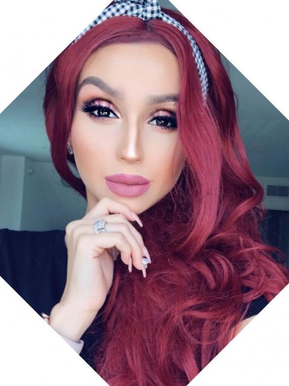 Wine Red Waist Length Wavy Synthetic Lace Front Wig SNY030