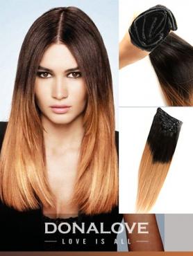 Two colors ombre indian remy clip in hair extensions --OD001