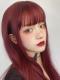 Berry red medium length straight SYNTHETIC WEFTED CAP WIG LG906