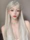 Off-White Long Straight Synthetic Lace Front Lolita Wig LG498