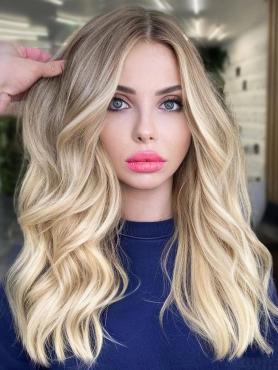 BLONDE OMBRE WAVY HUMAN HAIR WIG HH197