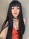 PRETTY FULL BANGS BLACK LACE FRONT HUMAN HAIR WIG HH056