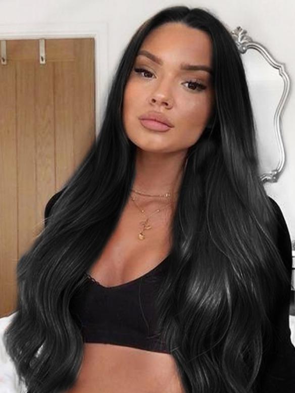 BLACK LONG WAVY MIDDLE PART LACE WIG MPL014