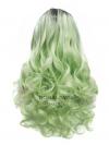 Brown to Green Long Wavy Synthetic Lace Front Wig SNY320