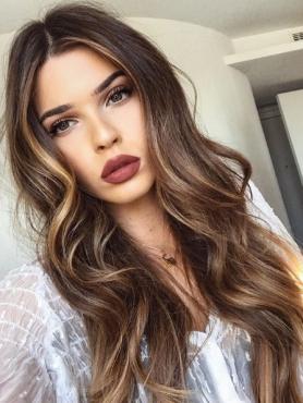 BROWN OMBRE WAVY HUMAN HAIR Lace Front WIG FLW042