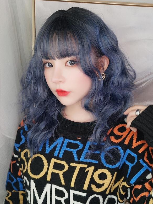 NEW FOG BLUE WAVY SYNTHETIC WEFTED CAP WIG LG071