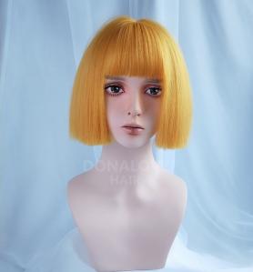 YELLOW SHORT BOB SYNTHETIC WEFTED CAP WIG LG134
