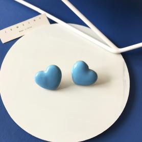 One Pair of Blue Heart Earrings A086