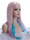 Pastel Colorful Waist-length Straight Synthetic Lace Wig-SNY024