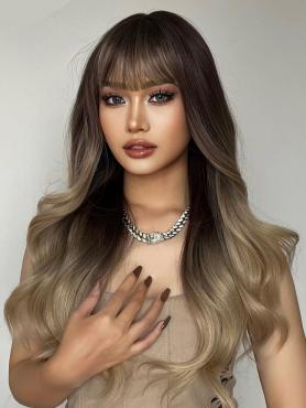 Black to Blonde Ombre Wavy Wefted Synthetic Wig LG970