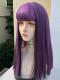 Purple Mix Black Straight Wefted Synthetic Wig with Bangs LG936