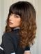Black Brown Short Wavy Snythetic Wig With Bangs LG953