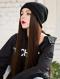 BLACK BEANIE HAT WITH BROWN STRAIGHT SYNTHETIC HAIR, WIG HAT WB016