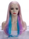 Pastel Colorful Waist-length Straight Synthetic Lace Wig-SNY024