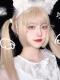 Hime Cut Beige Long Straight Synthetic Wefted Cap Wig LG720