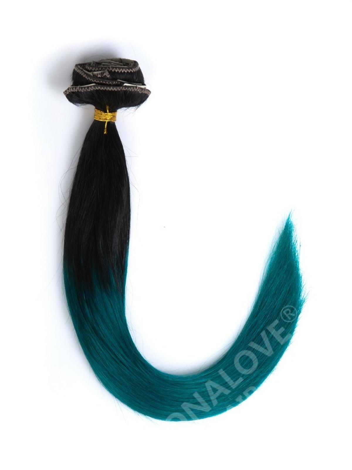 Off Black To Green Colorful Ombre Clip In Hair Extensions Cd002