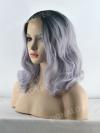 Black Ombre Light Lavender Short Wavy Lace Front Synthetic Wig SNY104