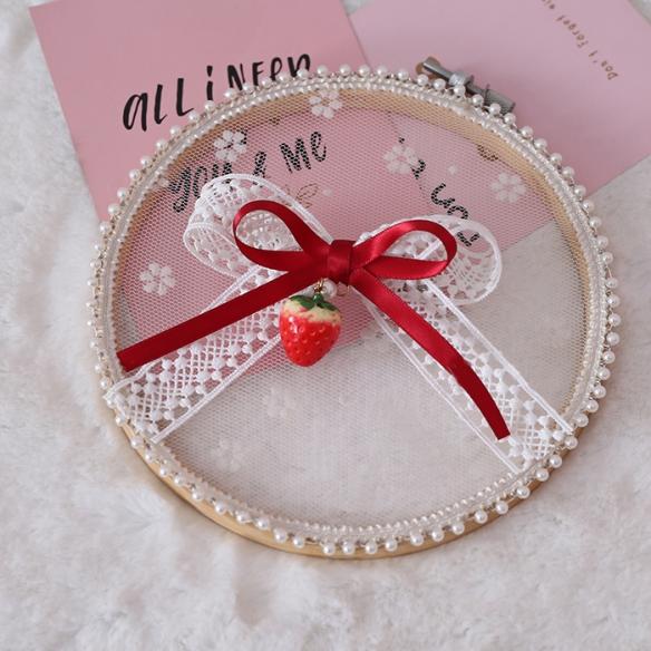 1 PC SWEET STRAWBERRY LACE LOLITA HAIR CLIP LH066