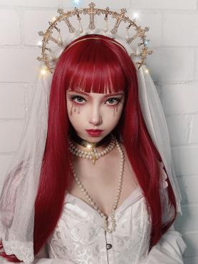 Red Straight Wefted Synthetic Wig with Bangs LG931