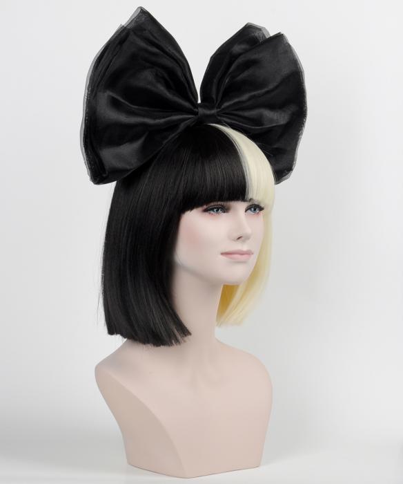 2019 New Split Black/Blonde Wig with a Detachable Bow LG044