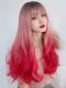 Mermaid Pink Long Wavy Synthetic Wefted Cap Wig LG560