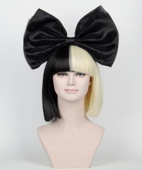 New Split Black/Blonde Wig with a Detachable Bow LG044