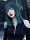 GRADIENT GREEN STRAIGHT SYNTHETIC WEFTED CAP WIG LG111