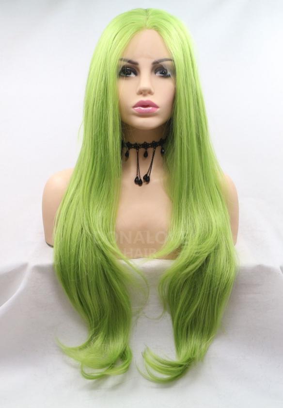 MATCHA GREEN LONG STRAIGHT SYNTHETIC LACE FRONT WIG SNY252