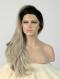 Black to Grey Ombre Wavy Waist-length Lace Front Synthetic Wig-DQ011